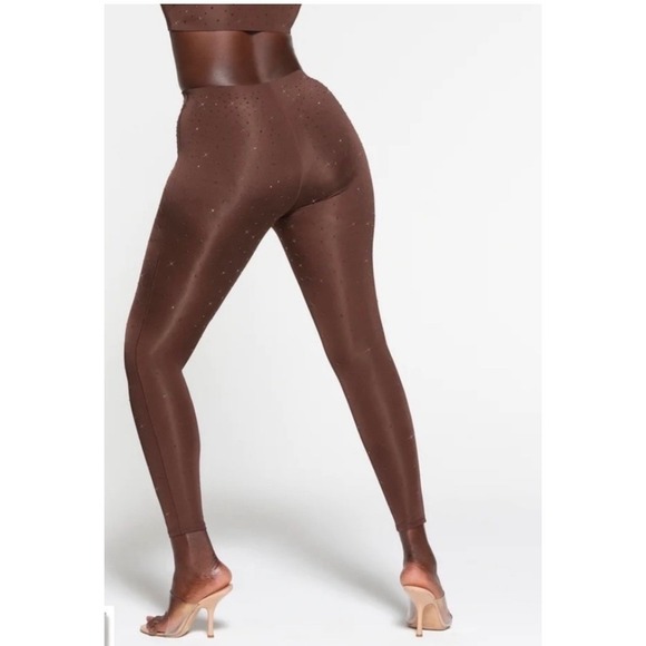 SKIMS SWAROVSKI CRYSTAL JELLY SHEER‎ LEGGING COCOA XS NWT LIMITED EDITION - Picture 5 of 9